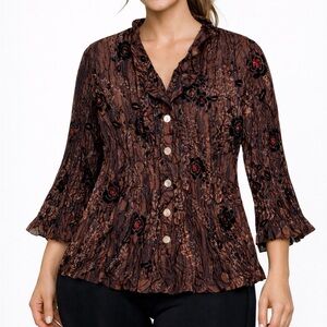 Dress Barn Brown and Black Floral Blouse
